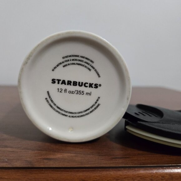 Starbucks Tumbler Travel Mug Ceramic 2015 Graffiti Paint Drip Design 12oz 355ml - Picture 7 of 7